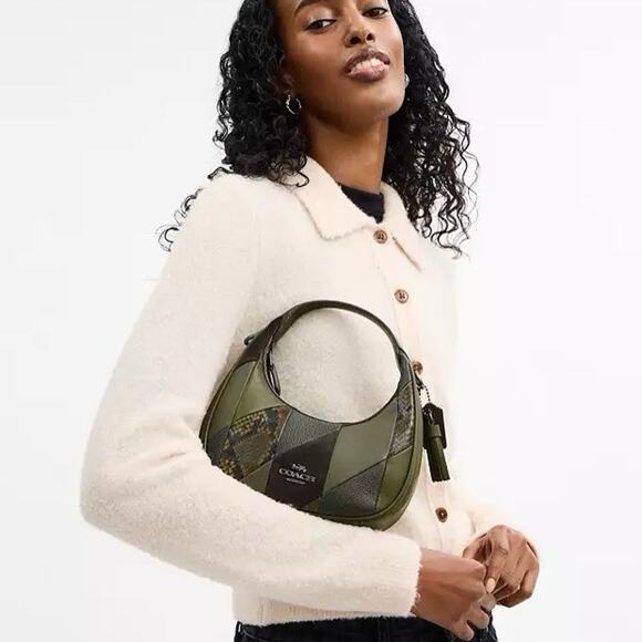 NWT Coach Carmen Mini Crossbody Bag in Patchwork CCE64 Gunmetal/Olive Multi - Picture 8 of 11